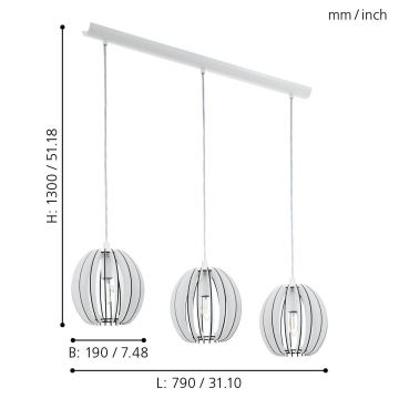 Eglo 94444 - Lustre COSSANO 3xE14/40W/230V