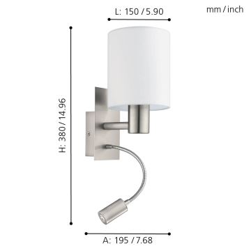 Eglo - Luminaire flexible 1xE27/40W+LED/3,8W blanc