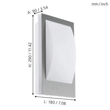 Eglo - LED Applique murale extérieure à intensité variable 1xE27/9W/230V IP44 chrome mat