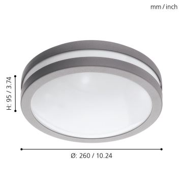 Eglo - Plafonnier LED à intensité variable salle de bain LOCANA-C LED/14W gris IP44