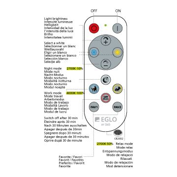 Eglo - Plafonnier à intensité variable salle de bain LED/12W/230V IP44 + télécommande