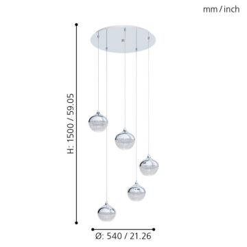 Eglo - Suspension avec fil 5xE14/25W/230V