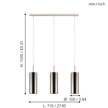 Eglo - Suspension avec fil 3xE27/15W/230V