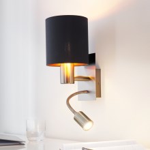 Eglo - Luminaire flexible 1xE27/40W+LED/3,8W noir
