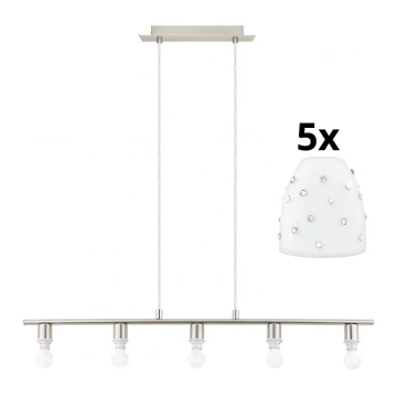 Eglo - Suspension filaire MY CHOICE 5xE14/4W/230V chrome/blanc