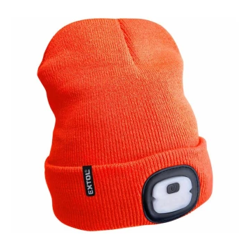 Extol - Chapeau avec lampe frontale et chargeur USB 250 mAh orange fluo taille UNI