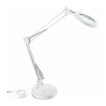 Extol - Lampe de table LED à intensité variable avec loupe LED/8W/5V 2900/4500/7500K blanc