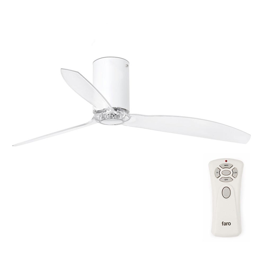 FARO 32039- Ventilateur de plafond MINI TUBE VENTIL clair d. 128 cm +télécommande