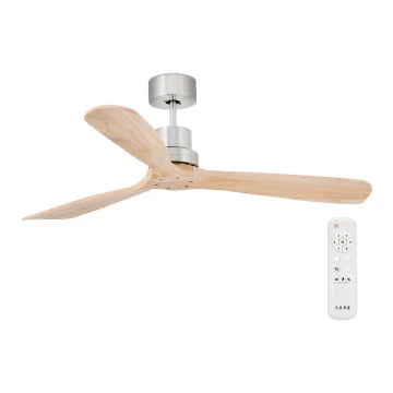 FARO 33373DC - Ventilateur de plafond LANTAU bois/chrome mat d. 132 cm + télécommande