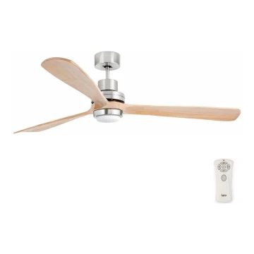 FARO 33505DC - Ventilateur de plafond LANTAU XL LED/15W/230V bois/chrome d. 168 cm + télécommande