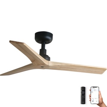 FARO 34284WP - Ventilateur de plafond KLIM S bois/noir d. 92,5 cm SMART + télécommande