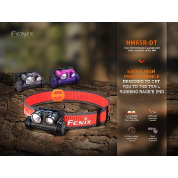 Fenix HM65RDTPRP - Lampe frontale LED rechargeable LED/USB IP68 1500 lm 300 h violet/noir