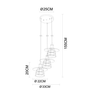 Globo - Suspension filaire 3xE27/60W/230V