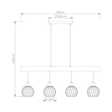 Globo - Suspension filaire 4xE27/15W/230V