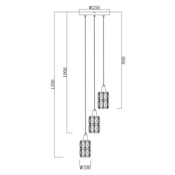 Globo - Suspension fil en cristal 3xE14/40W/230V