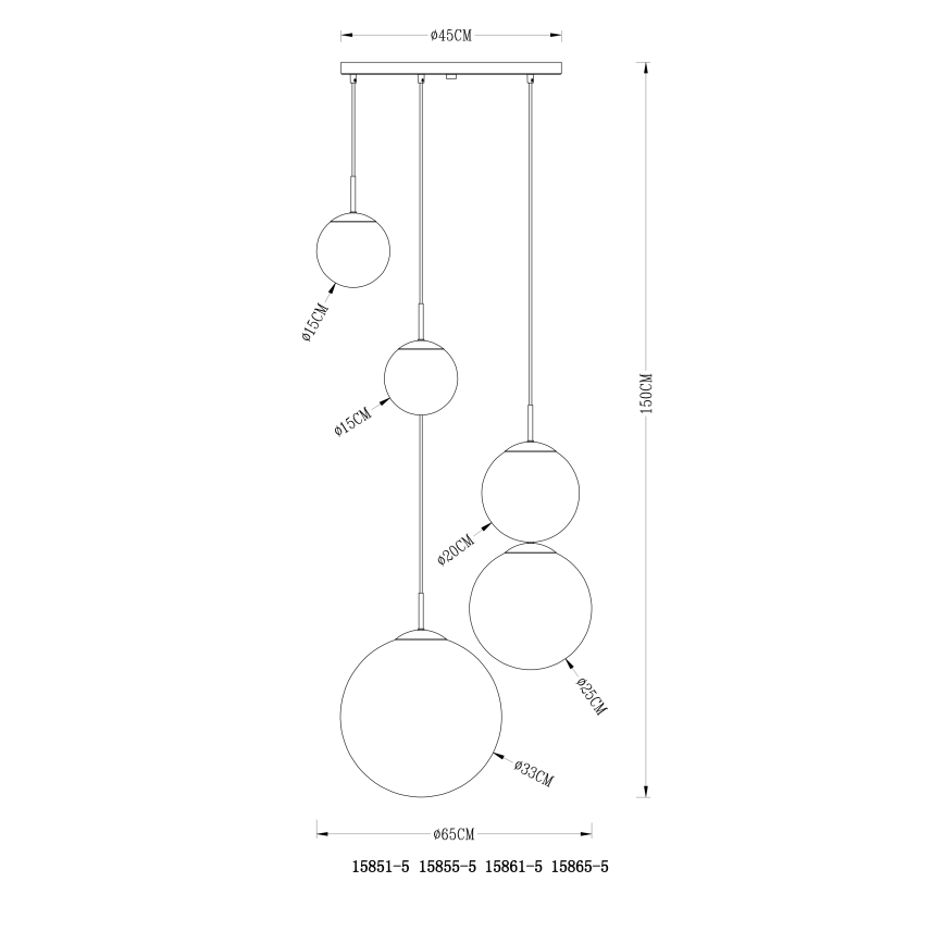 Globo - Suspension filaire 5xE27/60W/230V d. 65 cm