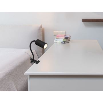 Globo - Lampe flexible avec pince 1xGU10/25W/230V noir