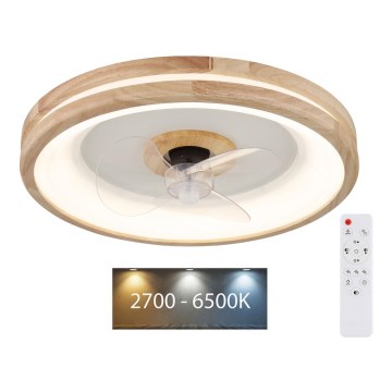 Globo - LED Plafonnier à intensité variable avec ventilateur LED/30W/230V 2700-6500K marron + télécommande