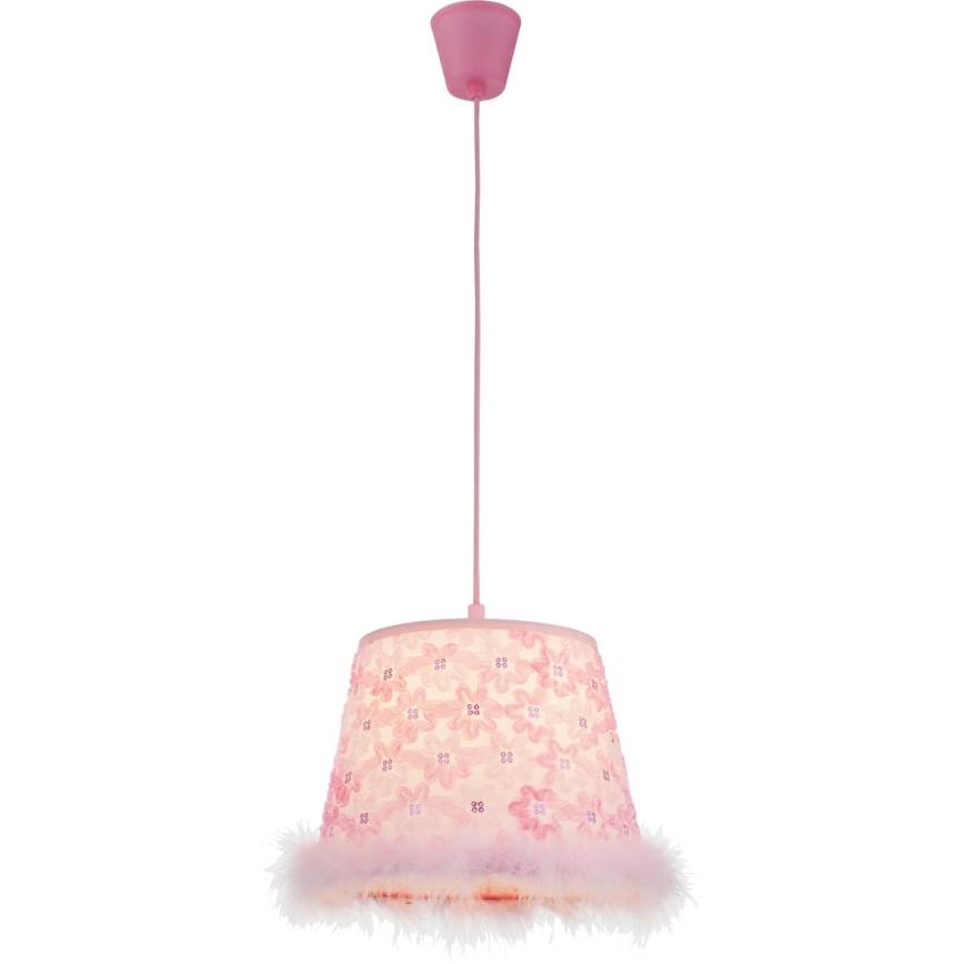 Globo - Suspension filaire enfant 1xE27/60W/230V rose