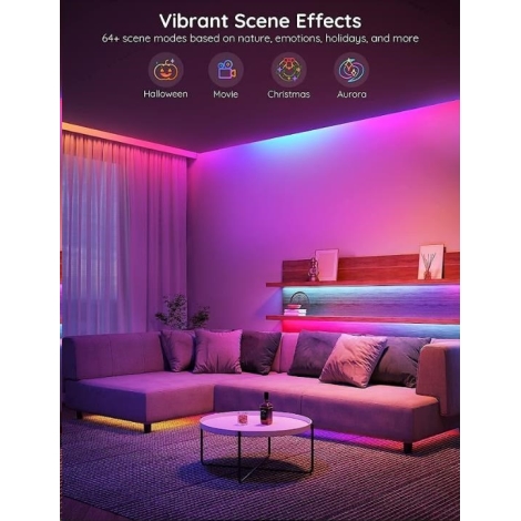 Govee Ruban à LED 10m Bande LED RGB Multicolores Améliorée Lumineuse avec  Télécommande Décoration d'Armoire pour Maison Ch