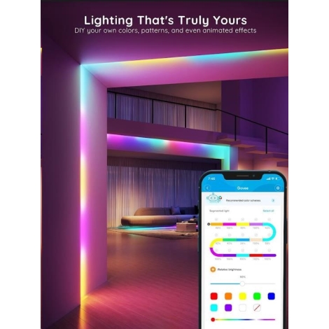 Govee Ruban à LED 10m Bande LED RGB Multicolores Améliorée Lumineuse avec  Télécommande Décoration d'Armoire pour Maison Ch