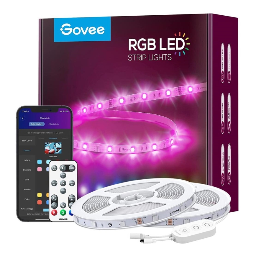 Govee - Ruban Wi-Fi RGB Smart LED 15 m + télécommande