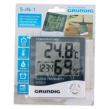 Grundig - Station météo avec alarme 1xAAA