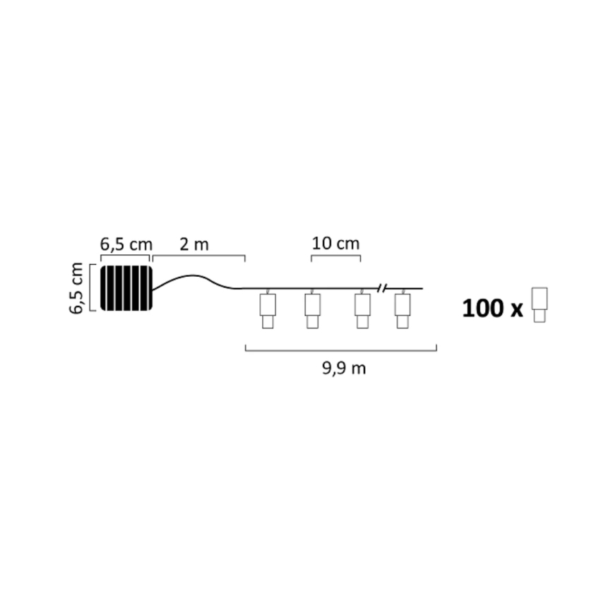 Guirlande solaire SHINE 100xLED/1,2V 11, 9 m IP44