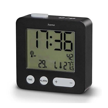Hama - Réveil avec écran LCD et thermomètre 2xAAA noir