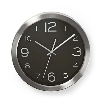 Horloge murale 1xAA/1,5V acier inoxydable 30 cm noire