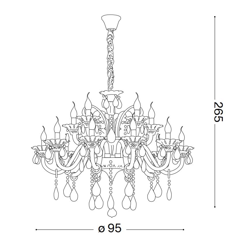 Ideal Lux - Suspension chaîne en cristal COLOSSAL 15xE14/40W/230V d. 95 cm crème/chrome