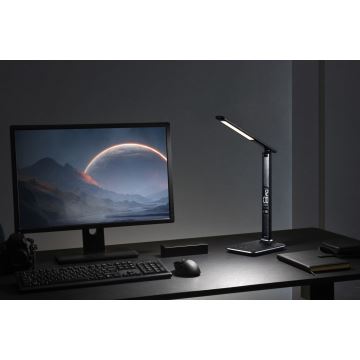 Lampe de table LED à intensité variable avec écran LED/9W/230V/12V noir