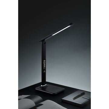 Lampe de table LED à intensité variable avec écran LED/9W/230V/12V noir