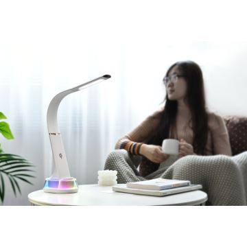 Lampe de table LED RGB à intensité variable avec charge sans fil CORELLA LED/7W/12/230V blanc