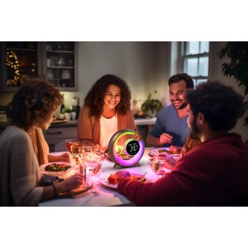 Lampe de table RGBW à intensité variable avec réveil LED/20W/5V USB argent