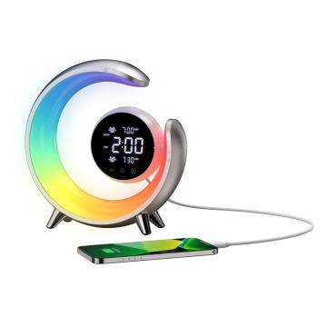 Lampe de table RGBW à intensité variable avec réveil LED/20W/5V USB argent