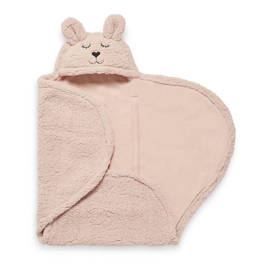 Jollein - Couverture à langer fleece Bunny 100x105 cm Pale Pink