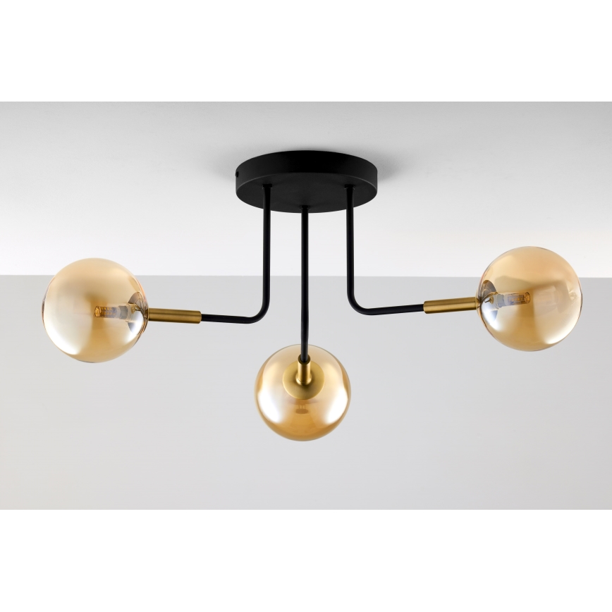 Jupiter 2037 - Suspension-barre BURANO 3xG9/10W/230V noir/doré/beige