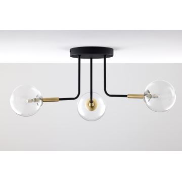 Jupiter 2039 - Suspension-barre BURANO 3xG9/10W/230V noir/doré/transparent