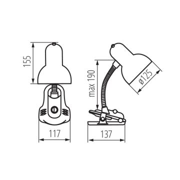 Lampe de table pince SUZI 1xE27/40W/230V rose