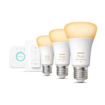 Kit de base Philips Hue White Ambiance 3xE27/8W 2200-6500K + dispositif d