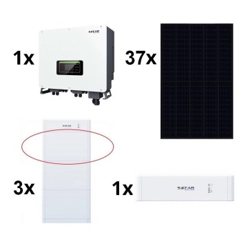 Kit solaire SOFAR Solar - 14,8kWp panneau RISEN Full Black +15kW SOLAX convertisseur 3p + 15kWh batterie SOFAR avec une unité de contrôle de la batterie.