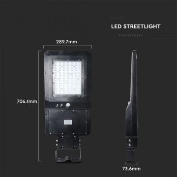 Lampadaire avec détecteur LED/40W/9,6V IP65 6000K + Télécommande