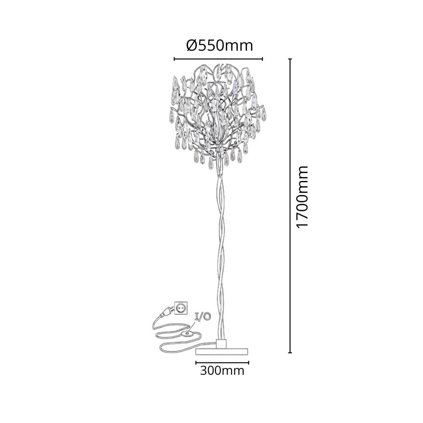 Lampadaire en cristal 5xG9/40W/230V doré