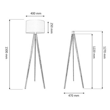 Lampadaire HELEN 1xE27/60W/230V crème/doré/chêne