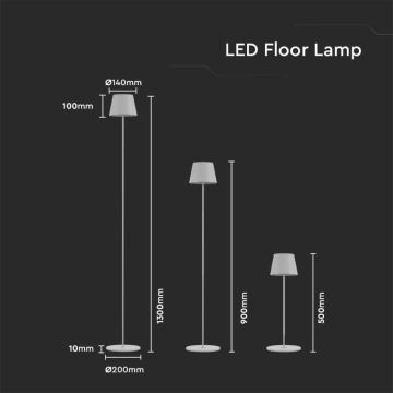 Lampadaire rechargeable à intensité variable 3en1 LED/4W/5V 4400 mAh 3000K IP54 blanc