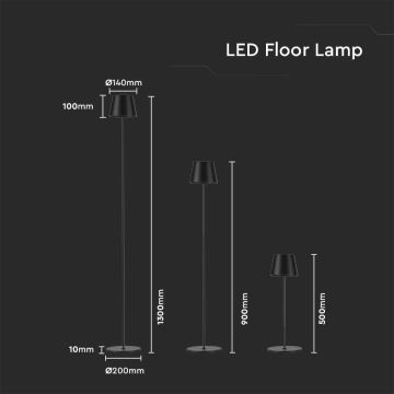 Lampadaire rechargeable à intensité variable 3en1 LED/4W/5V 4400 mAh 3000K IP54 noir
