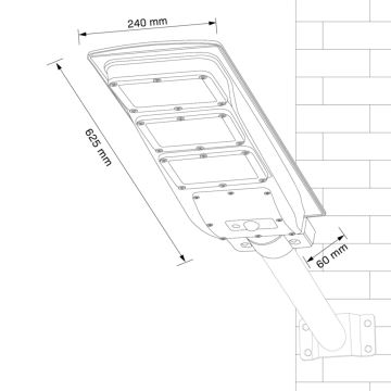 Lampe de rue solaire LED avec détecteur STREET 3xLED/9W/3,2V IP65 + télécommande