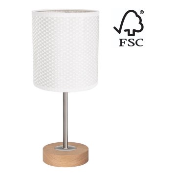 Lampe de table BENITA 1xE27/60W/230V 30 cm blanc/chêne – FSC certifié