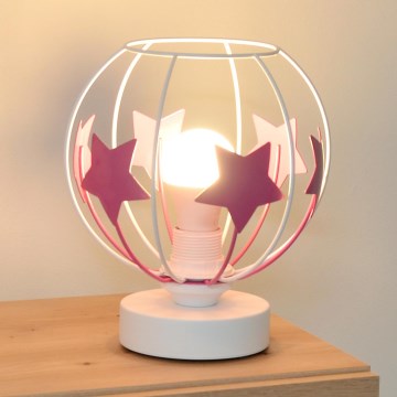 Lampe de table enfant STARS 1xE27/15W/230V rose/blanc